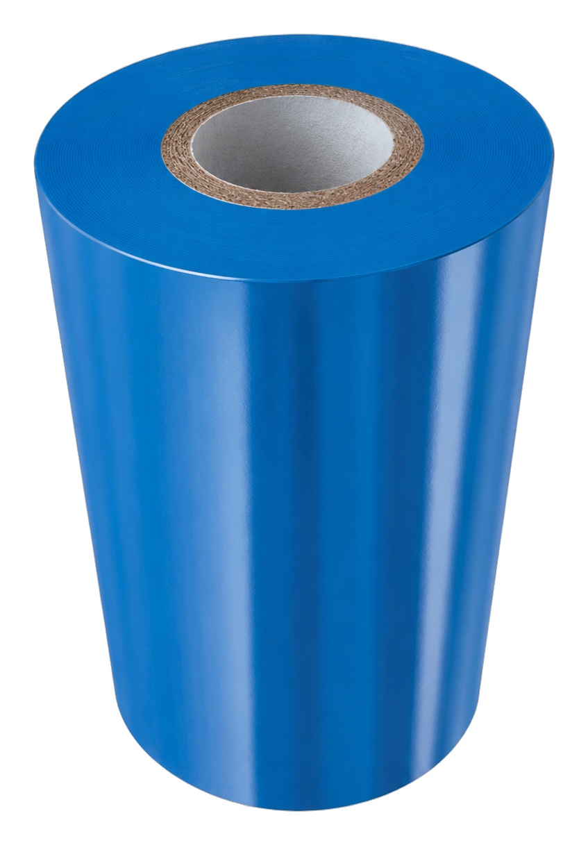 TTR K 200 Blue 110mm x 450m Wax Resin Face Out Flat Head