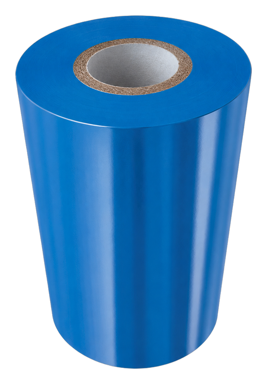 TTR K 200 Blue 110mm x 450m Wax Resin Face Out Flat Head