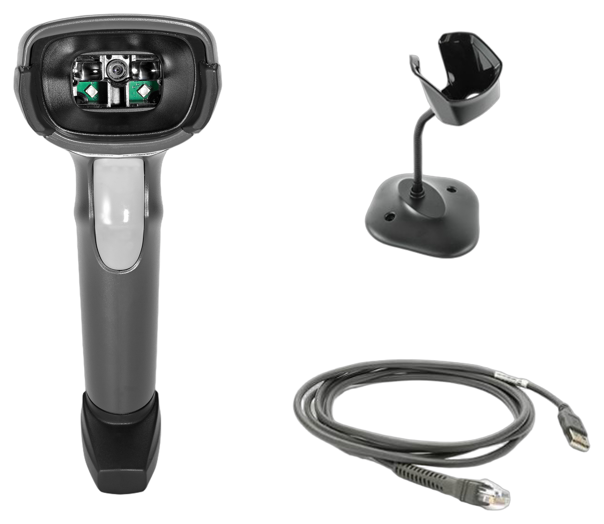Zebra DS2208 1D/2D Corded Barcode Scanner Std Range, Shielded USB, Cable & Stand Incl