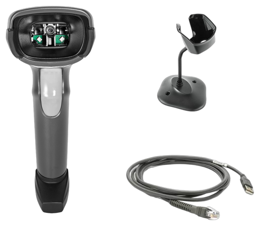 Zebra DS2208 1D/2D Corded Barcode Scanner Std Range, Shielded USB, Cable & Stand Incl