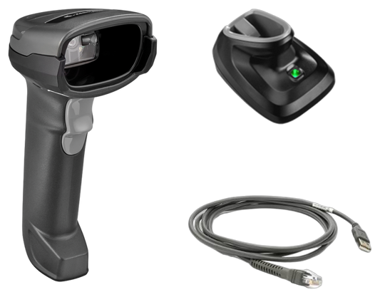 Zebra DS2278 1D/2D Cordless Barcode Scanner Std Range, BT, Shielded USB, Cable & Cradle Incl