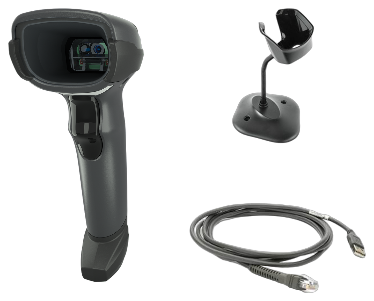 Zebra DS4608 1D/2D Corded Barcode Scanner Std Range, Shielded USB, Cable & Stand Incl