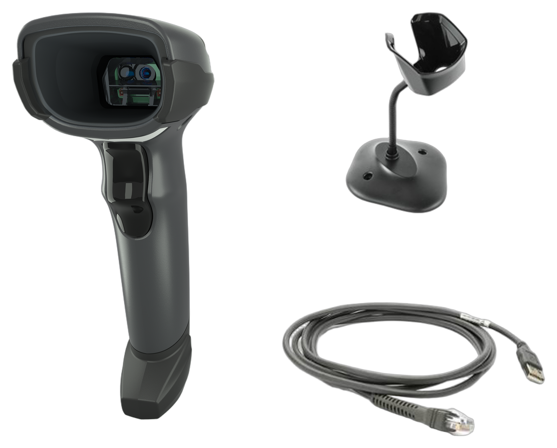 Zebra DS4608 1D/2D Corded Barcode Scanner Std Range, Shielded USB, Cable & Stand Incl