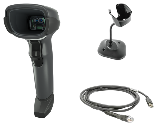 Zebra DS4608 1D/2D Corded Barcode Scanner Std Range, Shielded USB, Cable & Stand Incl